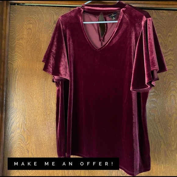 Worthington Tops - Worthington Red Velvet Choker Top